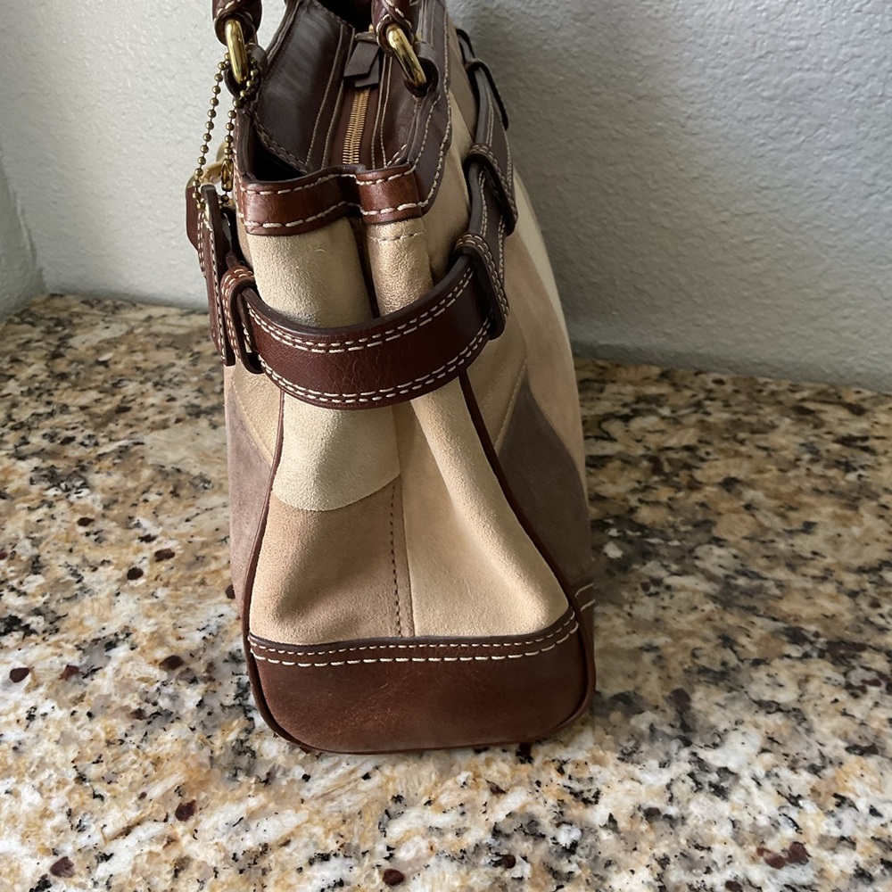 Coach Hampton Leather and Suede Patchwork Satchel - image 5